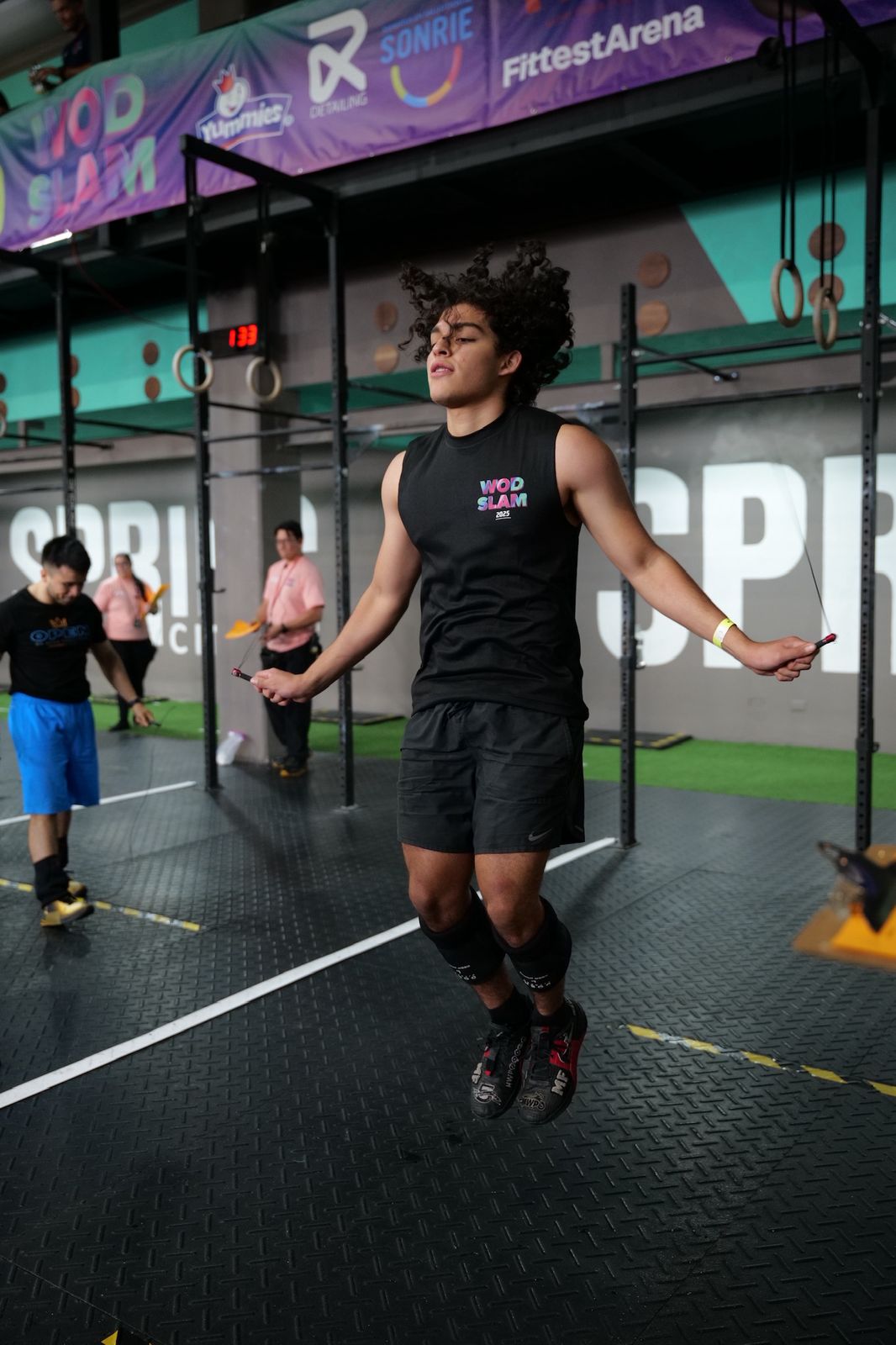Athlete skipping rope during a CrossFit competition